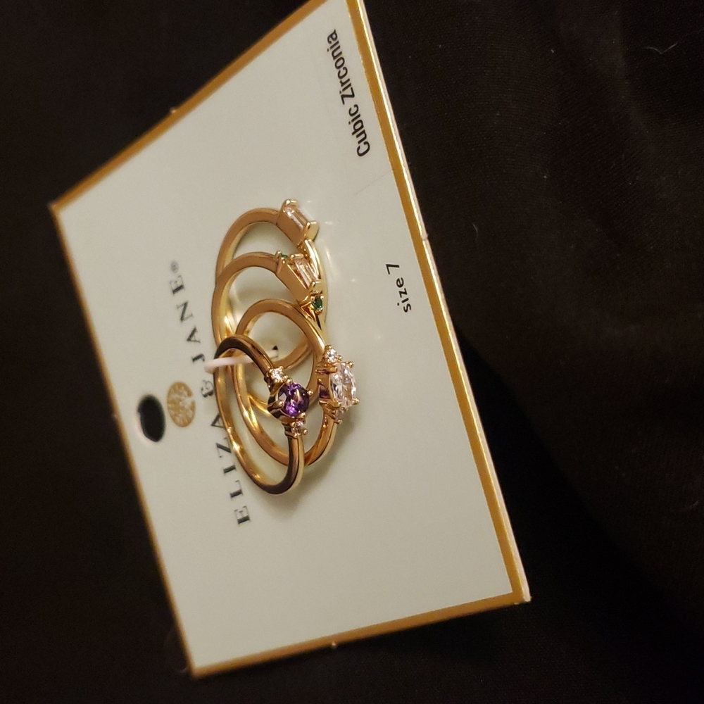 B2G1 Eliza & Jane Set of 4 Assorted Cubic Zirconia Rings